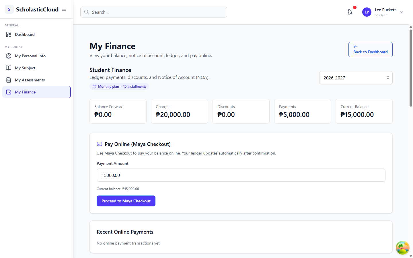 My Finance page